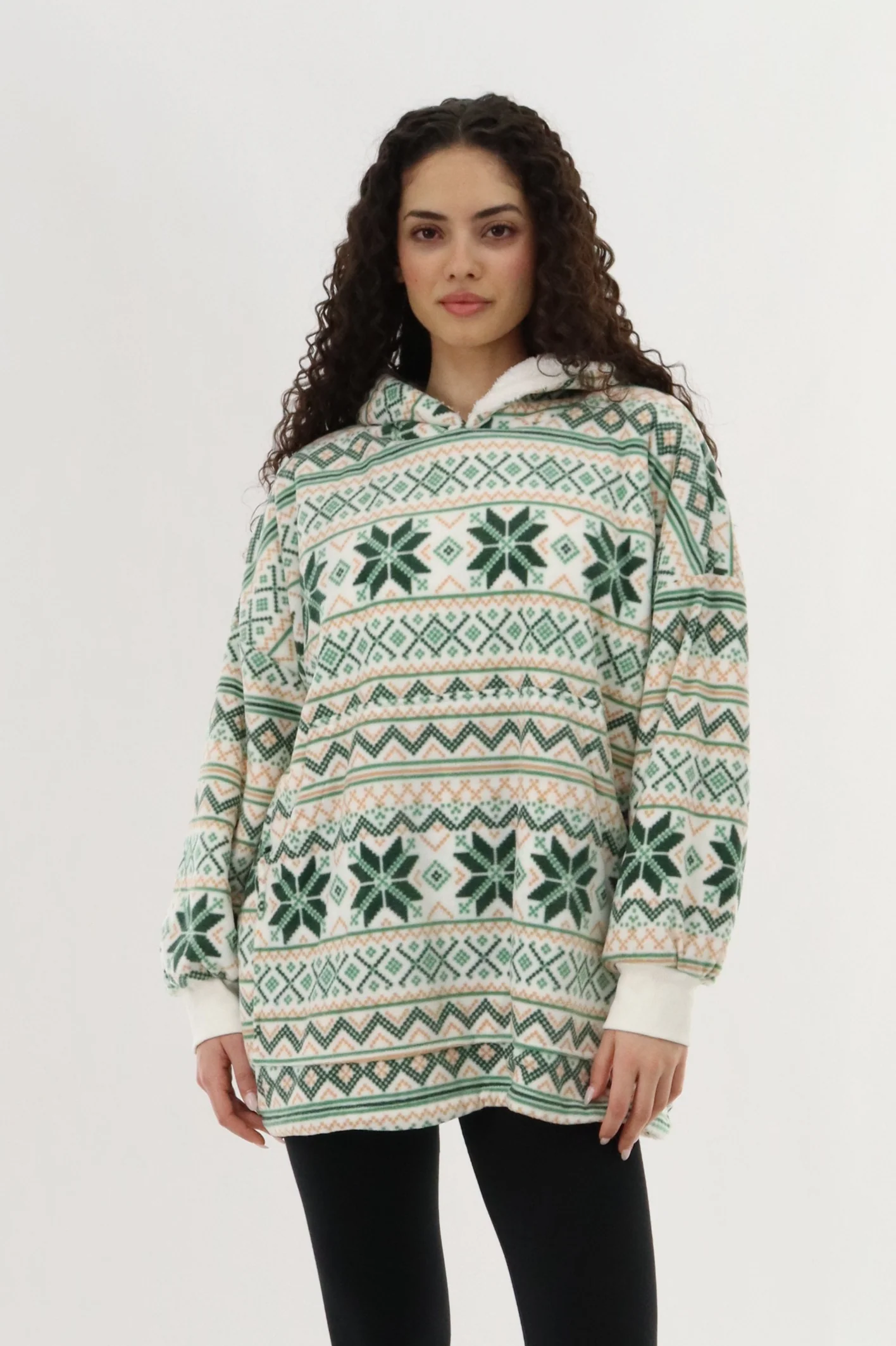 Oversized Fleece Pajama Top - Green