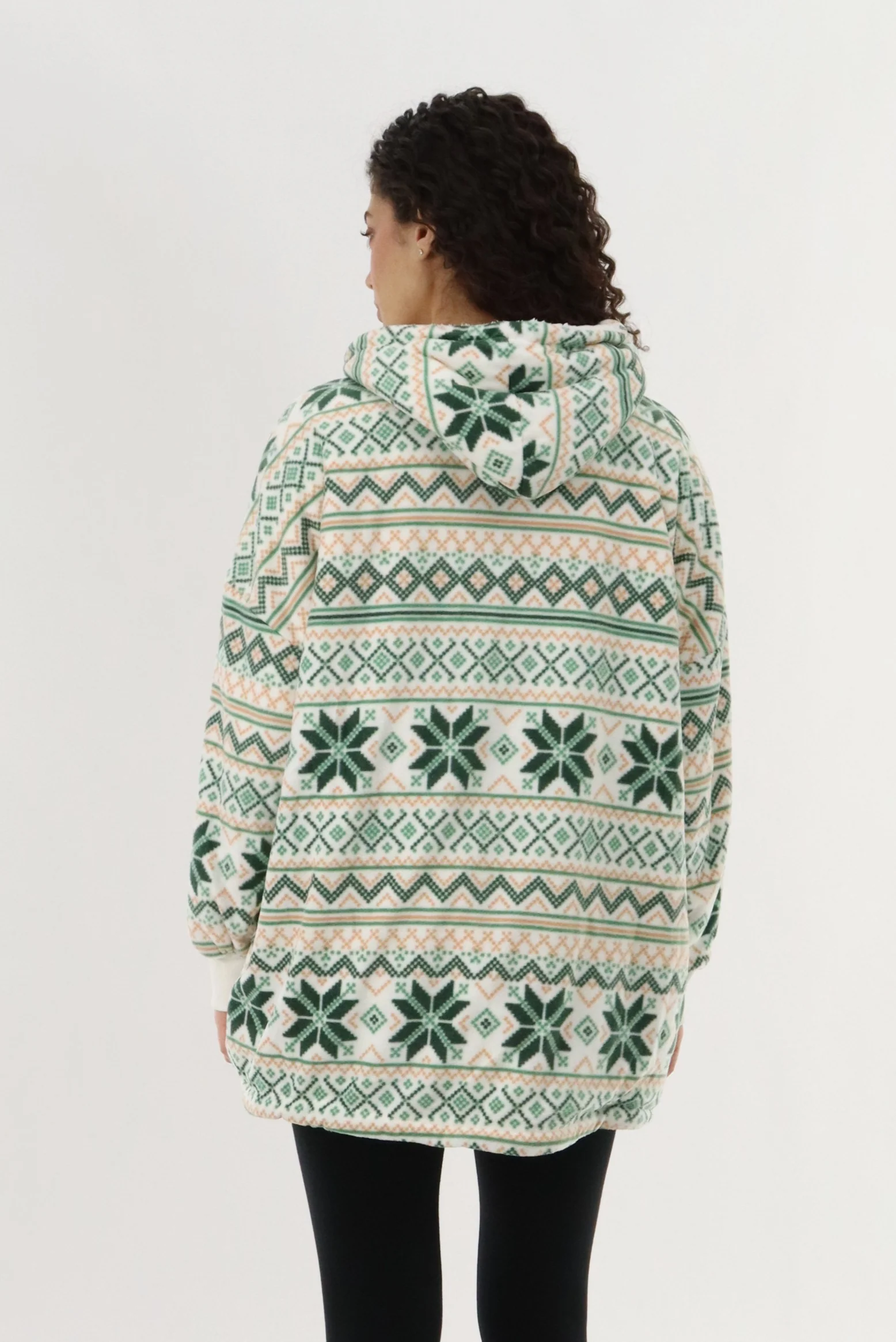Oversized Fleece Pajama Top - Green - Image 3