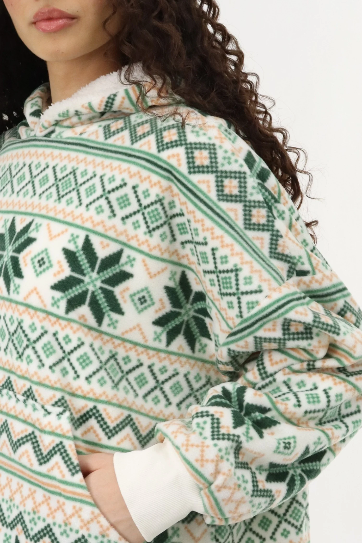 Oversized Fleece Pajama Top - Green - Image 4