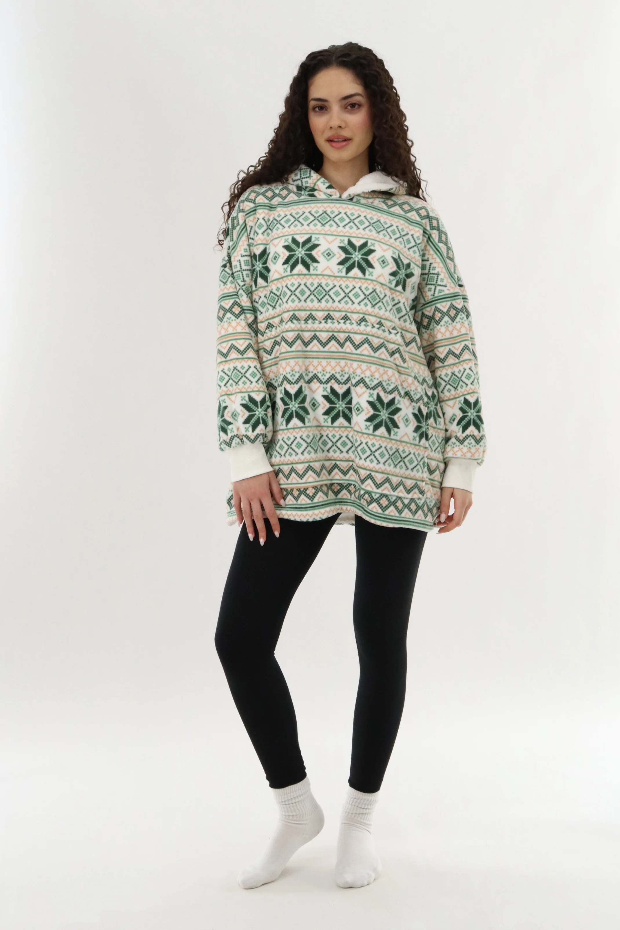 Oversized Fleece Pajama Top - Green - Image 5