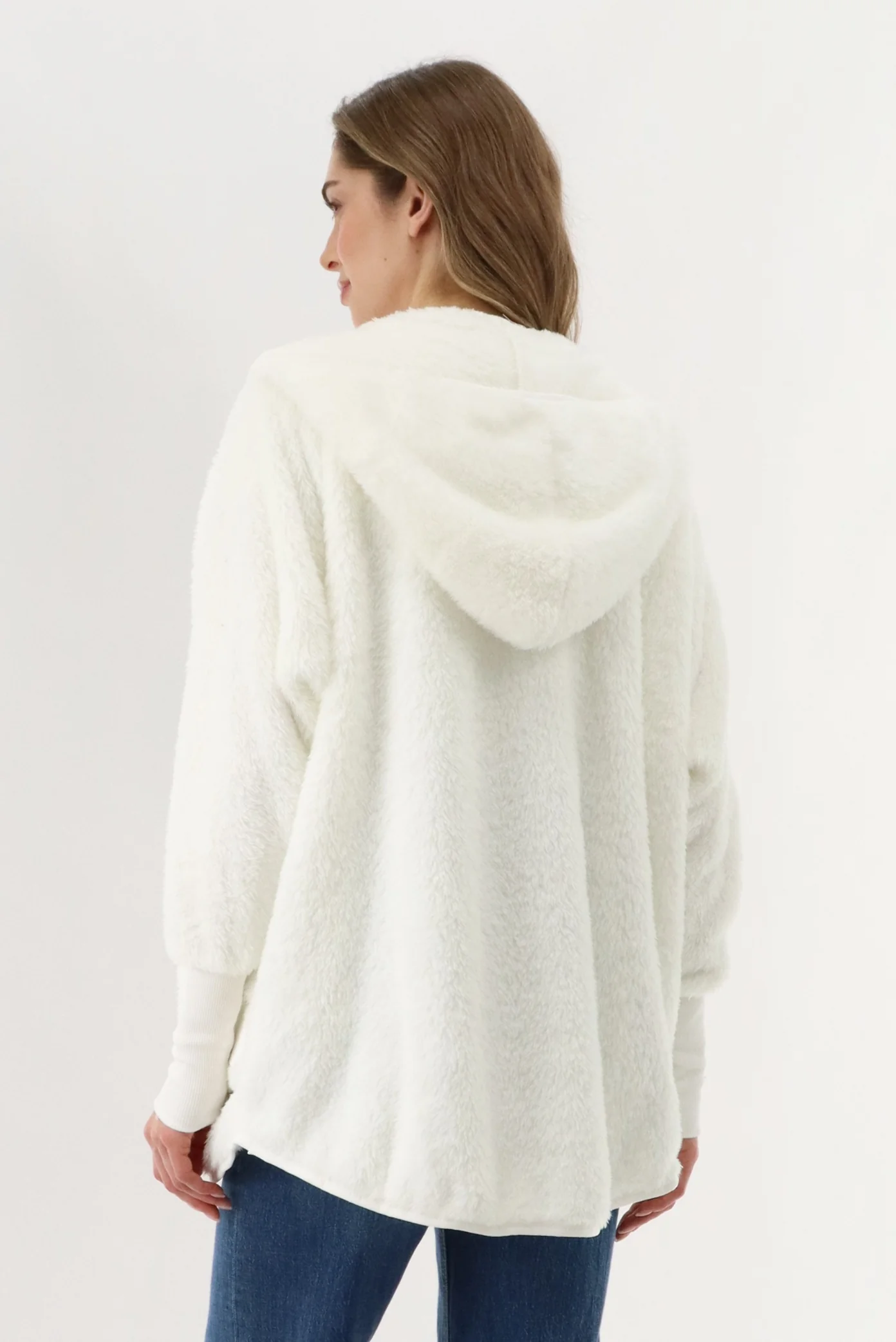 Open Front Teddy Cardigan - Cream - Image 3