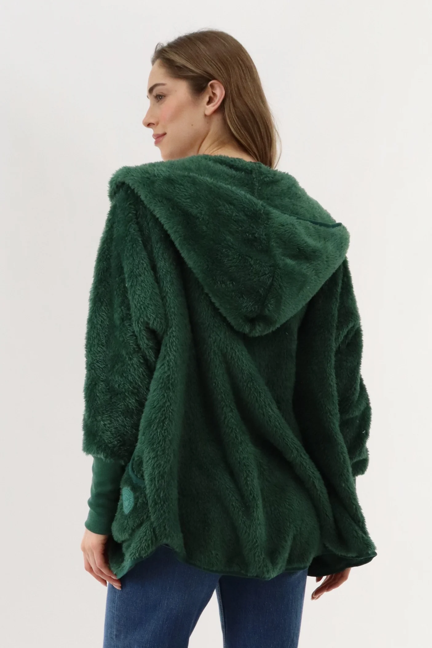 Open Front Teddy Cardigan - Green - Image 3