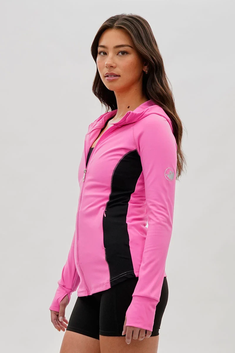 Zip Up Yoga Lightweight Jacket - Pink - Image 2