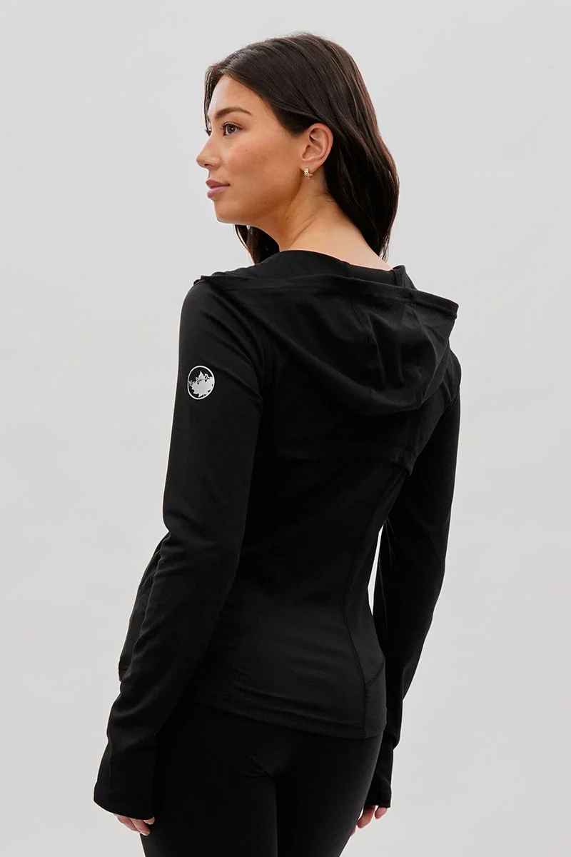 Hooded Yoga Lightweight Jacket - Black - Image 3