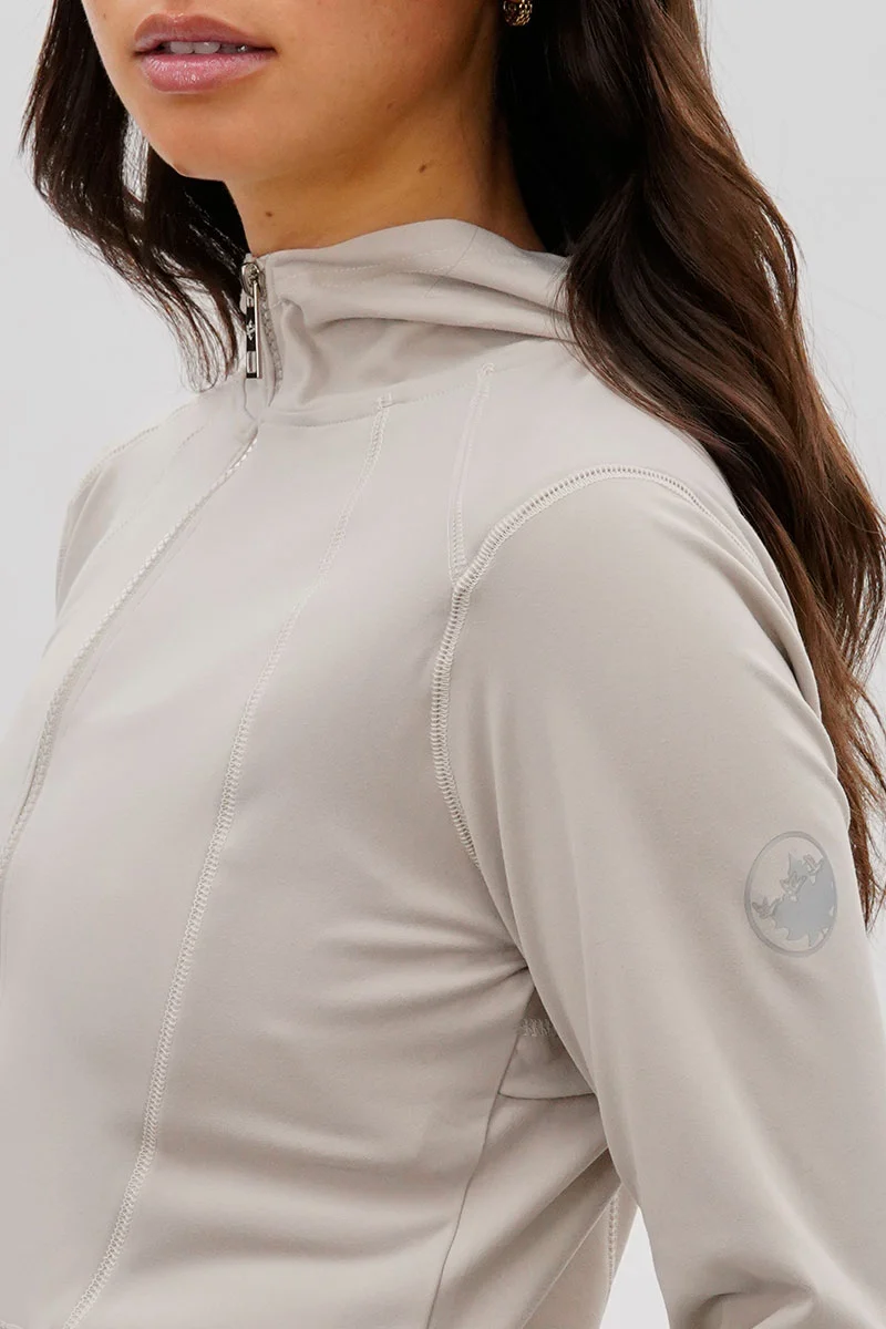 Hooded Yoga Lightweight Jacket - Beige - Image 4