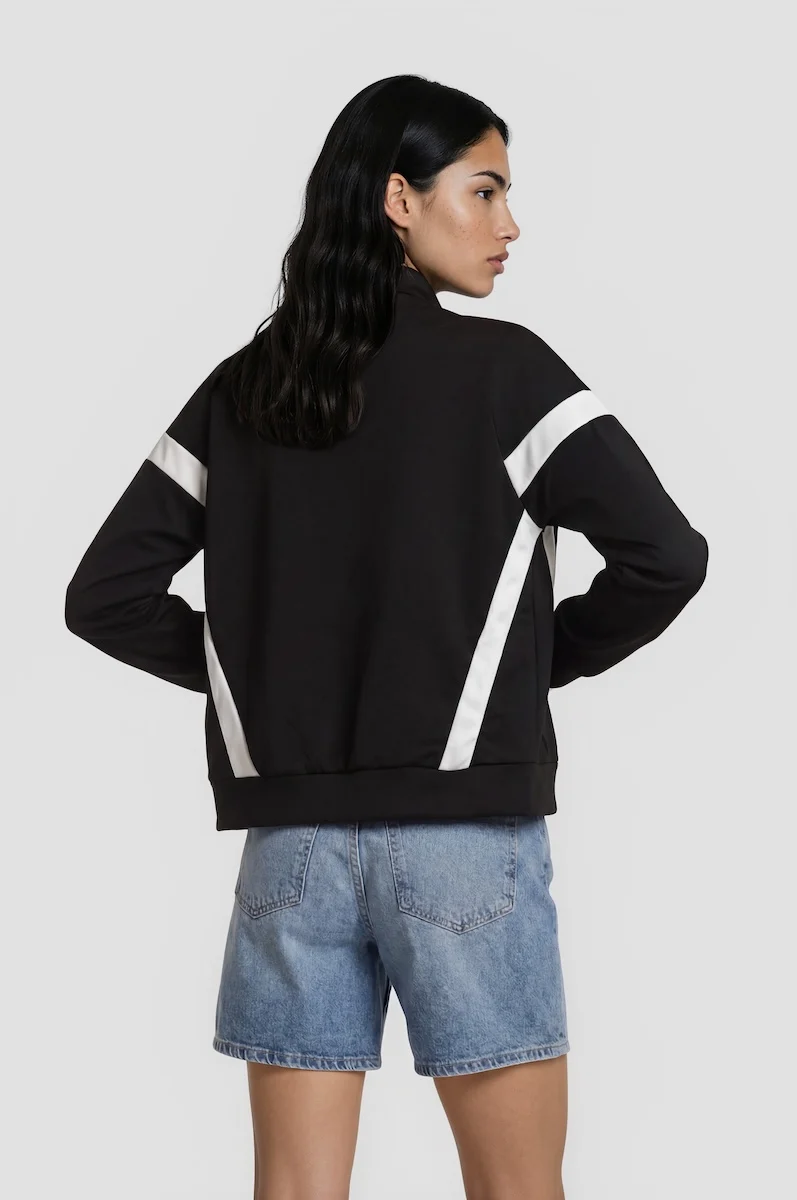 Contrast Zip Up - Black - Image 2