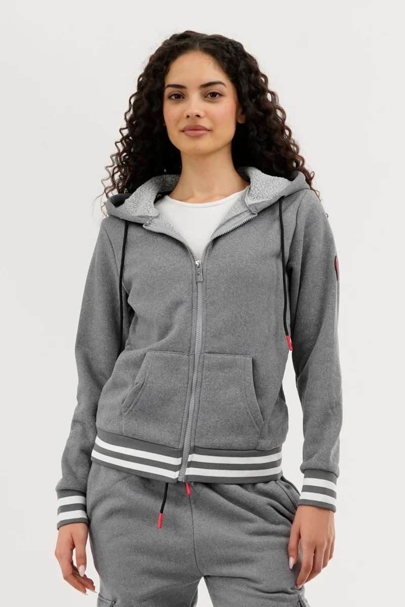 Fleece Zip Up Hoodie - Grey