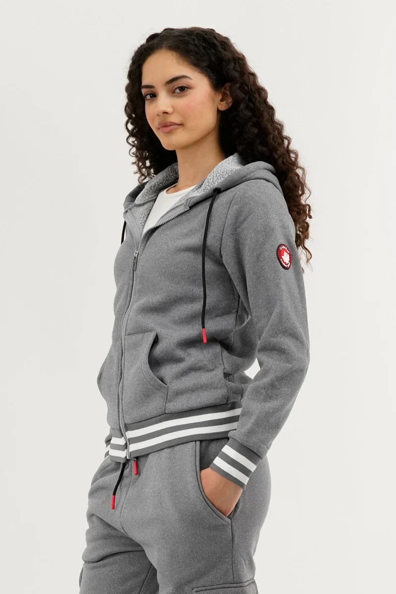 Fleece Zip Up Hoodie - Grey - Image 2