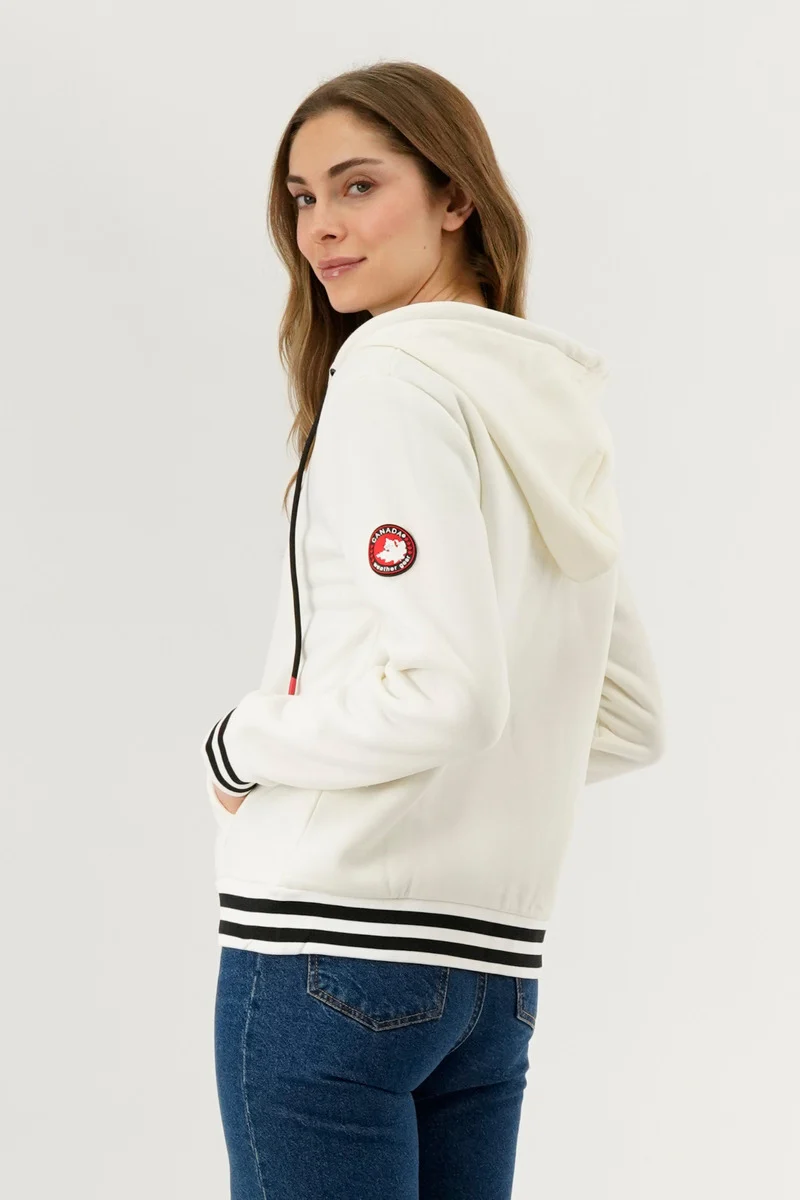 Fleece Zip Up Hoodie - White - Image 3