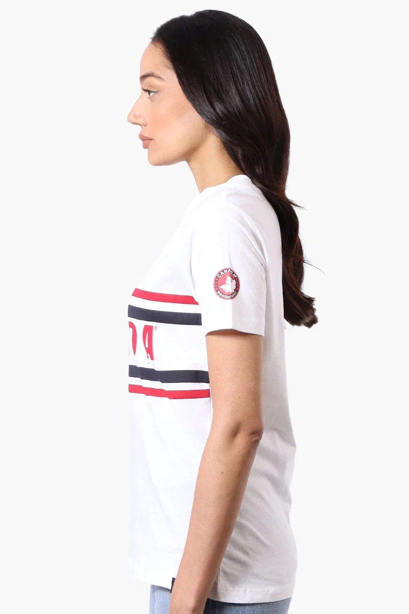 Striped Chest Logo Print Tee - White - Image 2