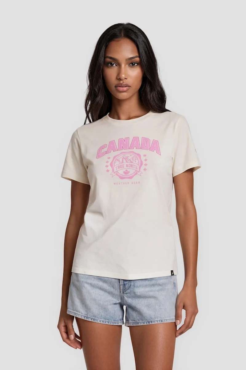 Short Sleeve Printed Tee - Cream