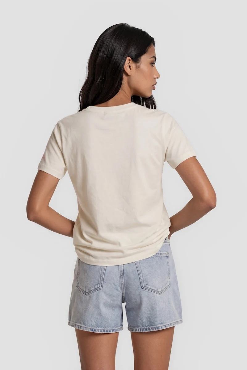 Short Sleeve Printed Tee - Cream - Image 2