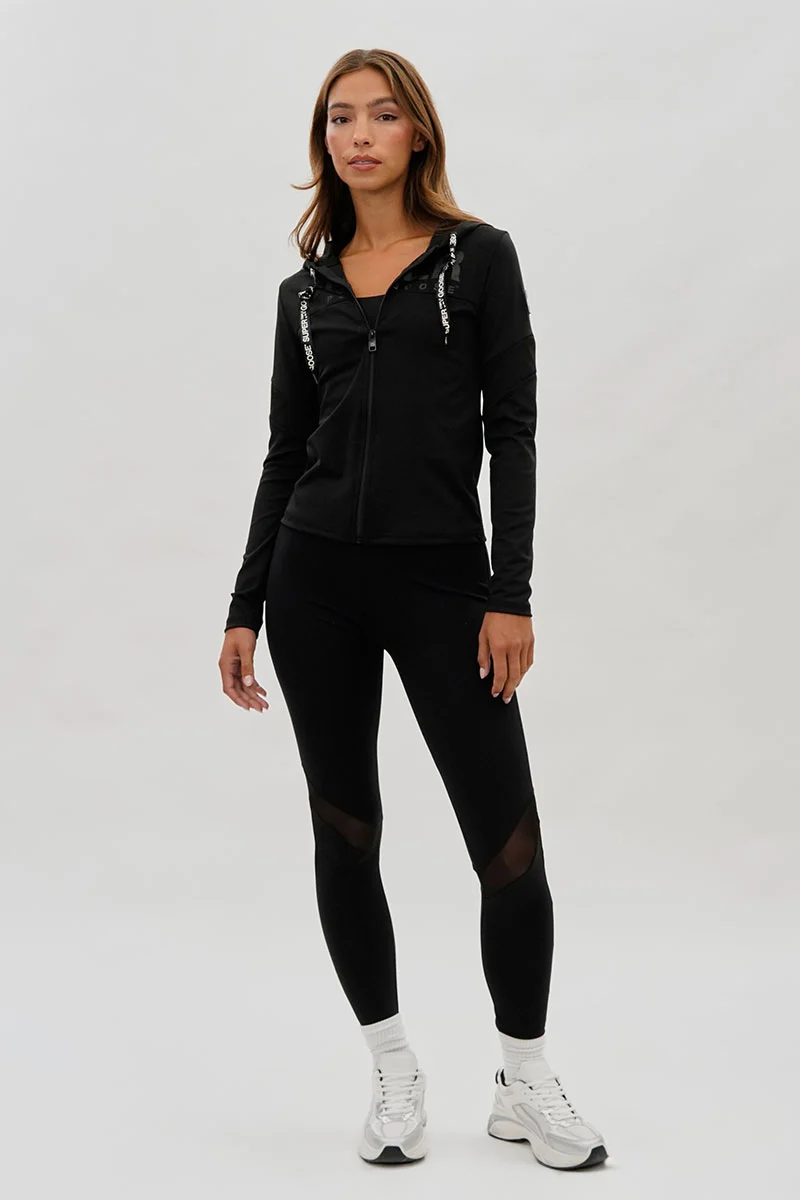 Mesh Detail Leggings - Black - Image 5