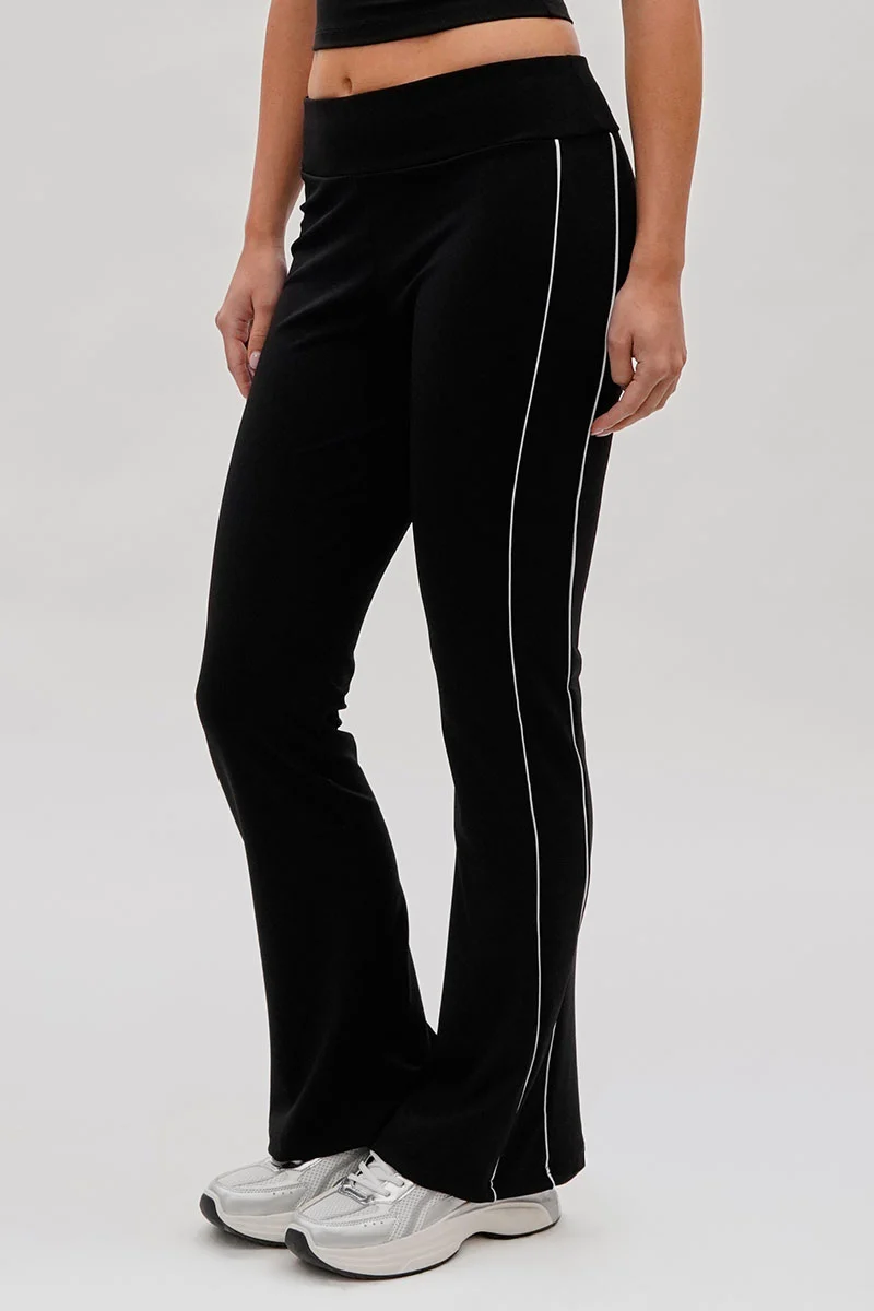 Side Piping Detail Active Pants - Black - Image 2