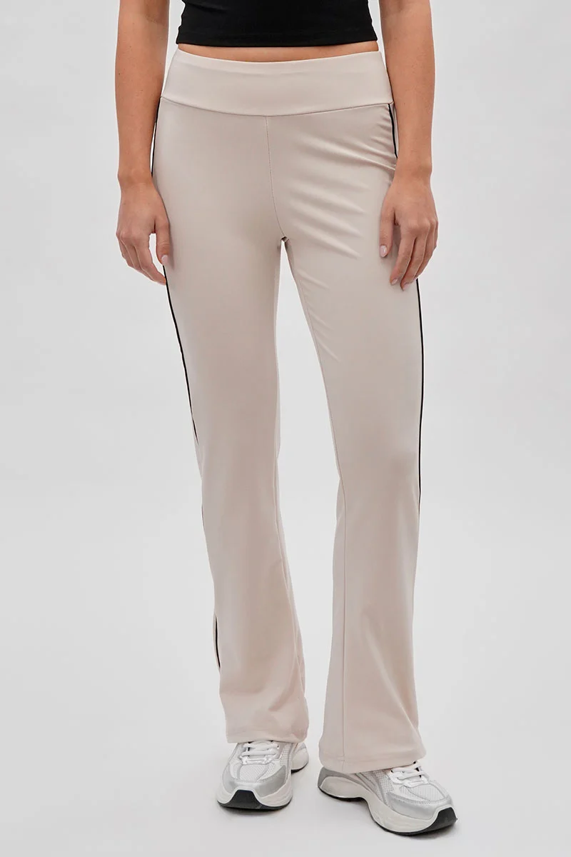 Side Piping Detail Active Pants - Beige