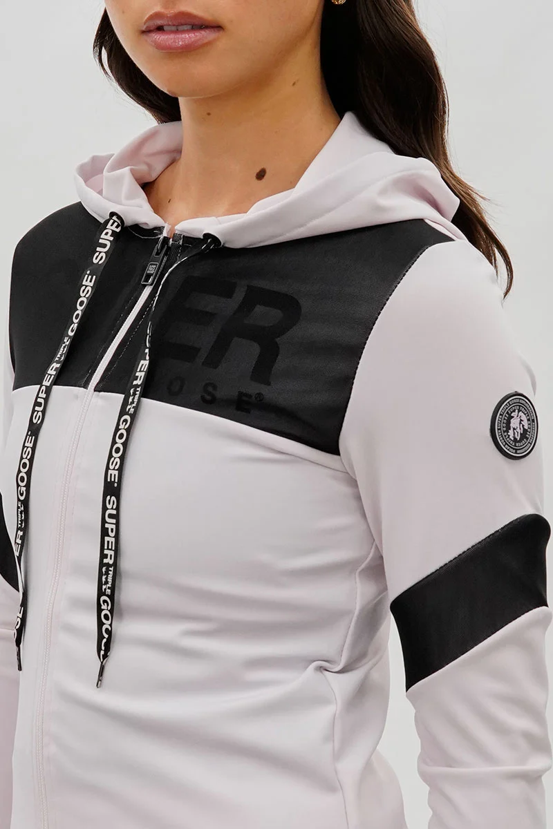 Zip Up Mesh Detail Hoodie - Blush - Image 4