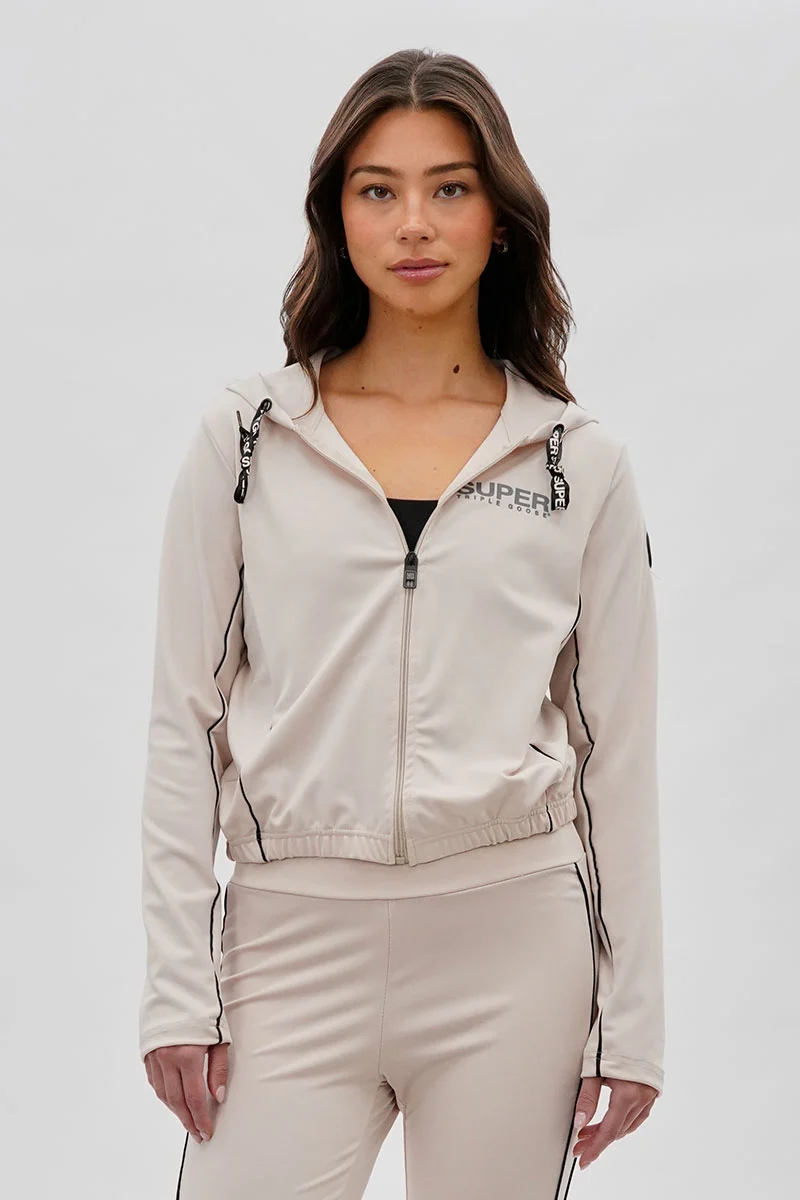 Cropped Active Hoodie - Beige