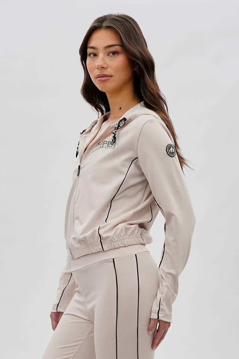 Cropped Active Hoodie - Beige - Image 2