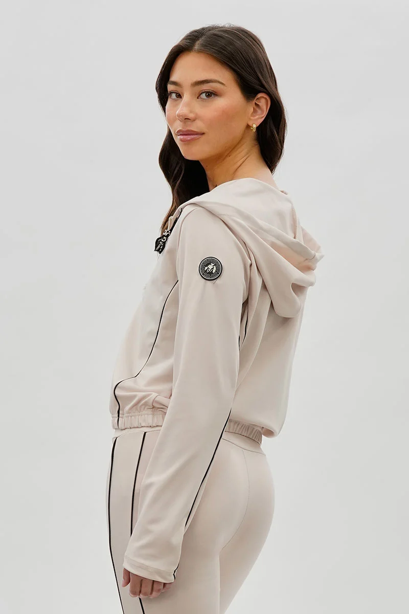Cropped Active Hoodie - Beige - Image 3