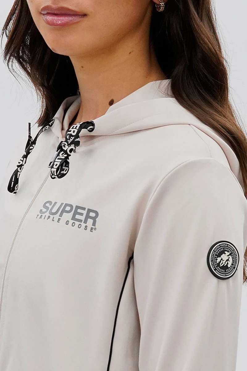 Cropped Active Hoodie - Beige - Image 4