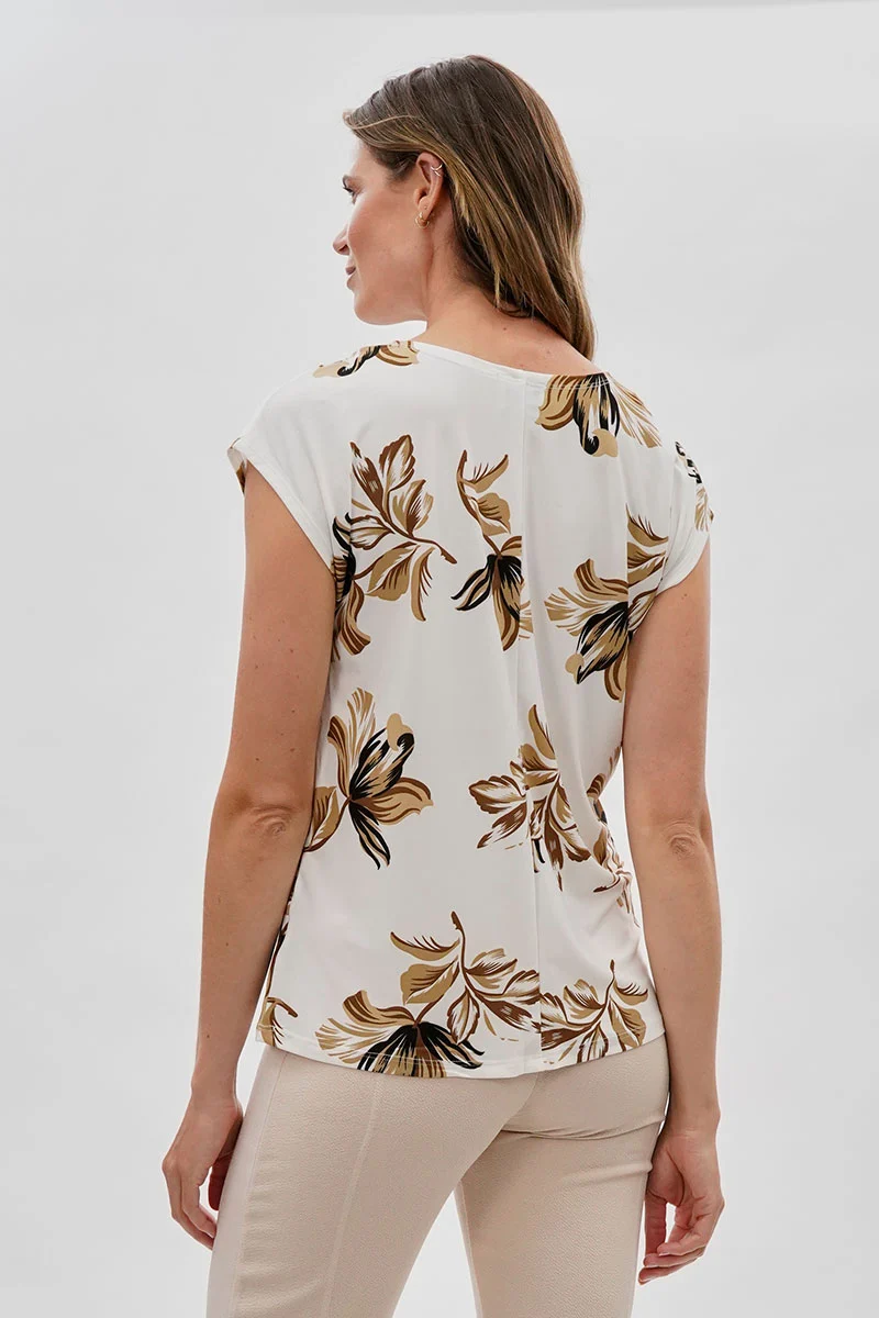 Floral Cap Sleeve Blouse - White - Image 3