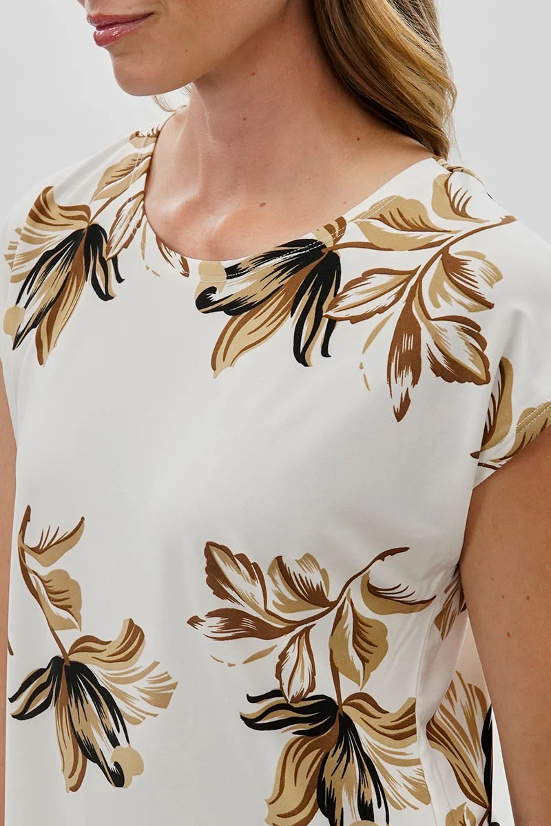 Floral Cap Sleeve Blouse - White - Image 4
