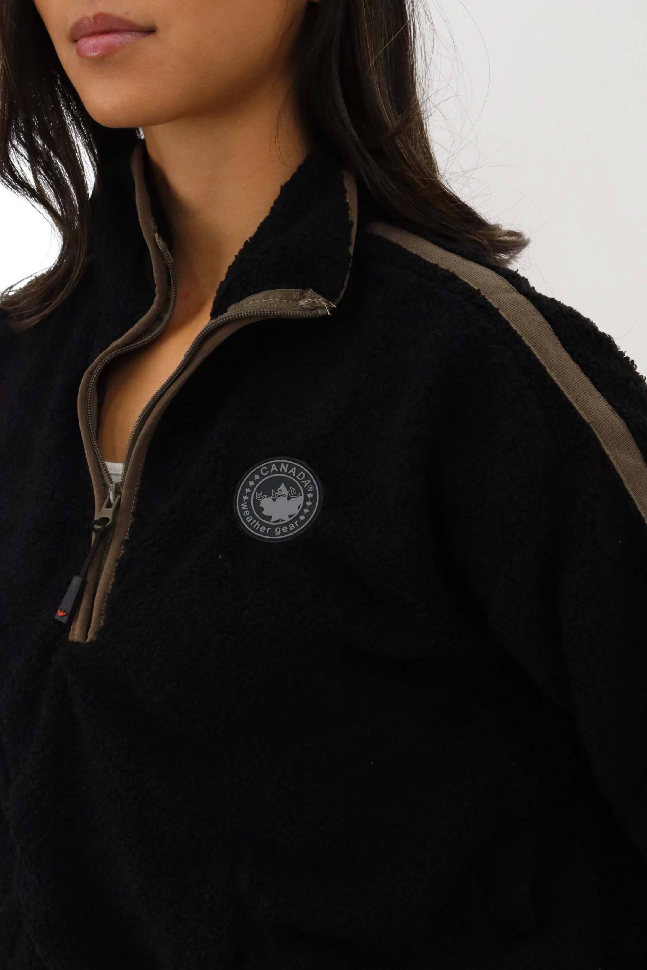1/4 Zip Sherpa Pullover Sweater - Black - Image 4