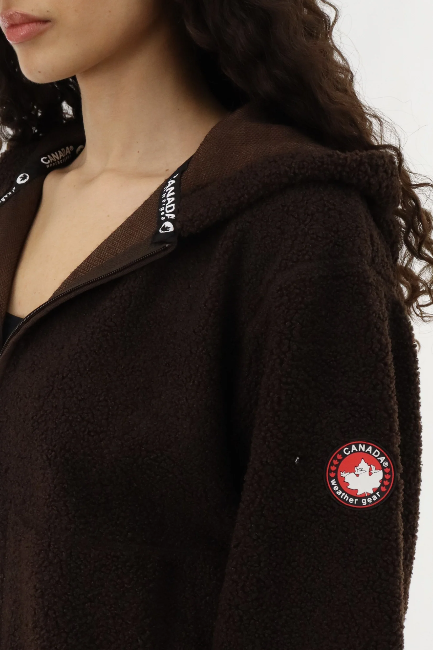 Wide Sleeve Zip Up Hoodie - Brown - Image 4