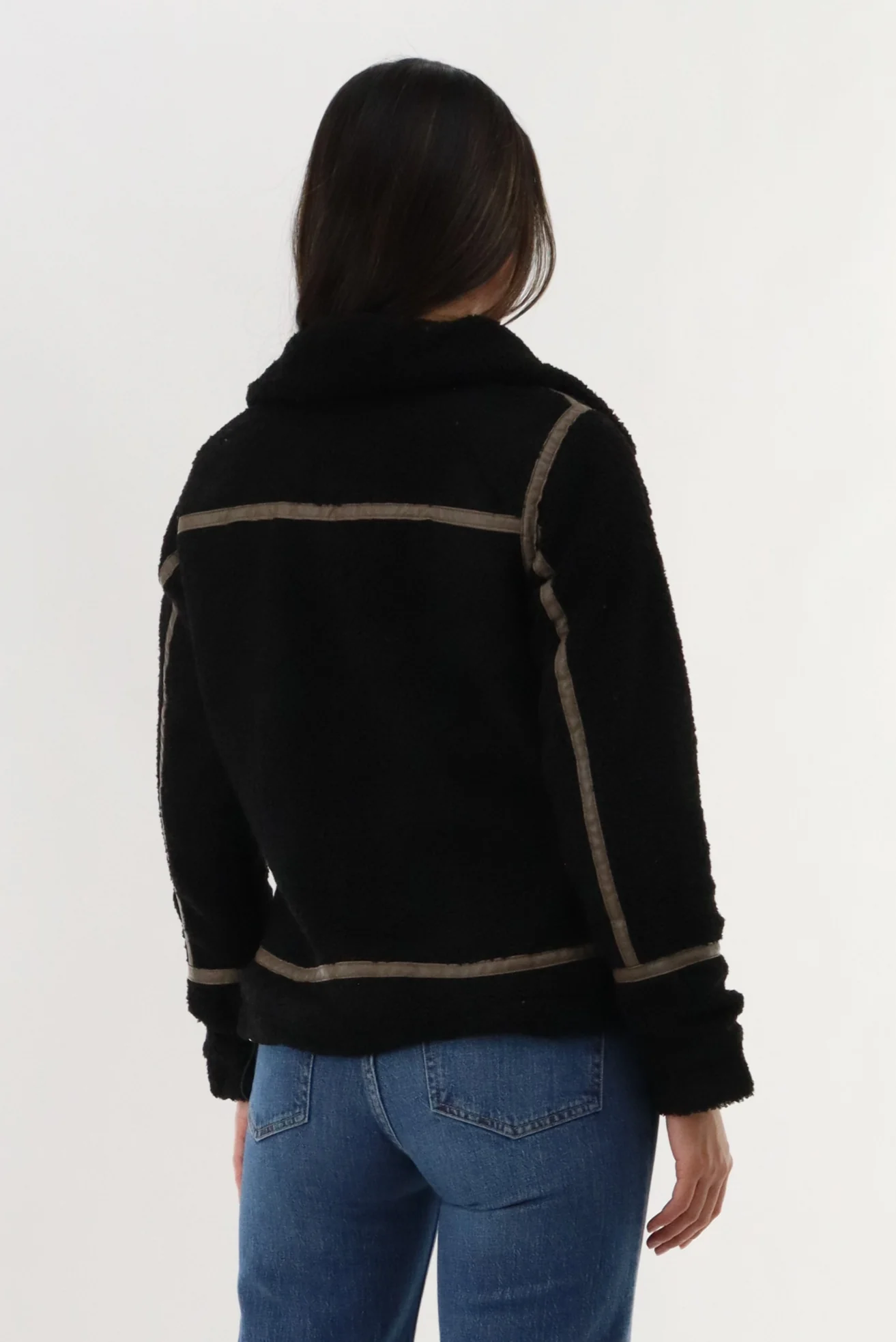 Sherpa Contrast Lightweight Jacket - Black - Image 3