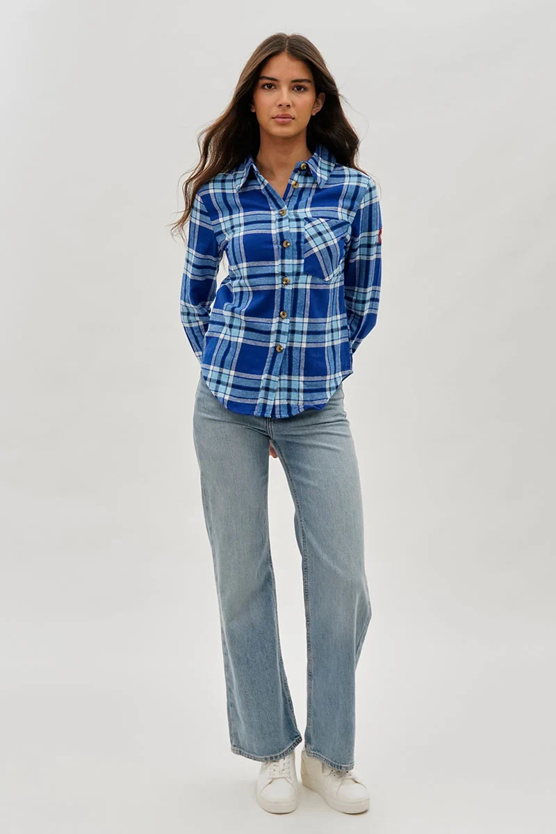 Button Up Flannel Shirt - Blue - Image 5