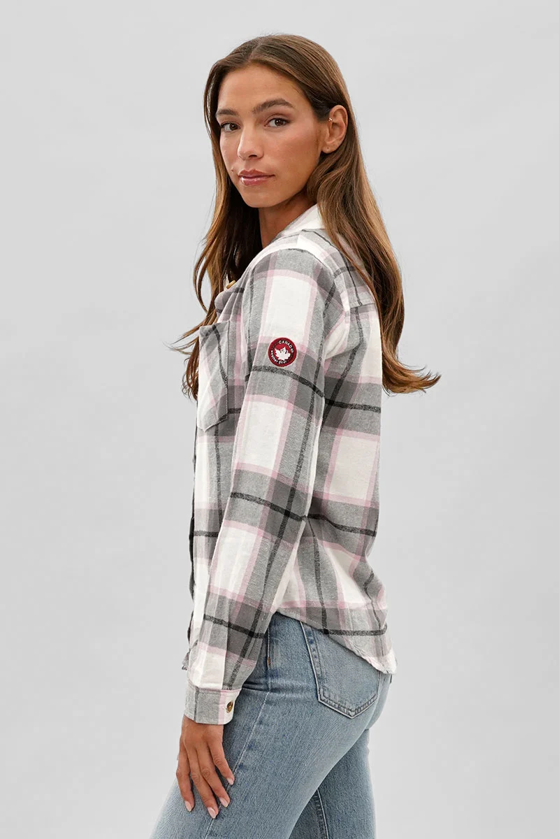 Button Up Flannel Shirt - White - Image 2