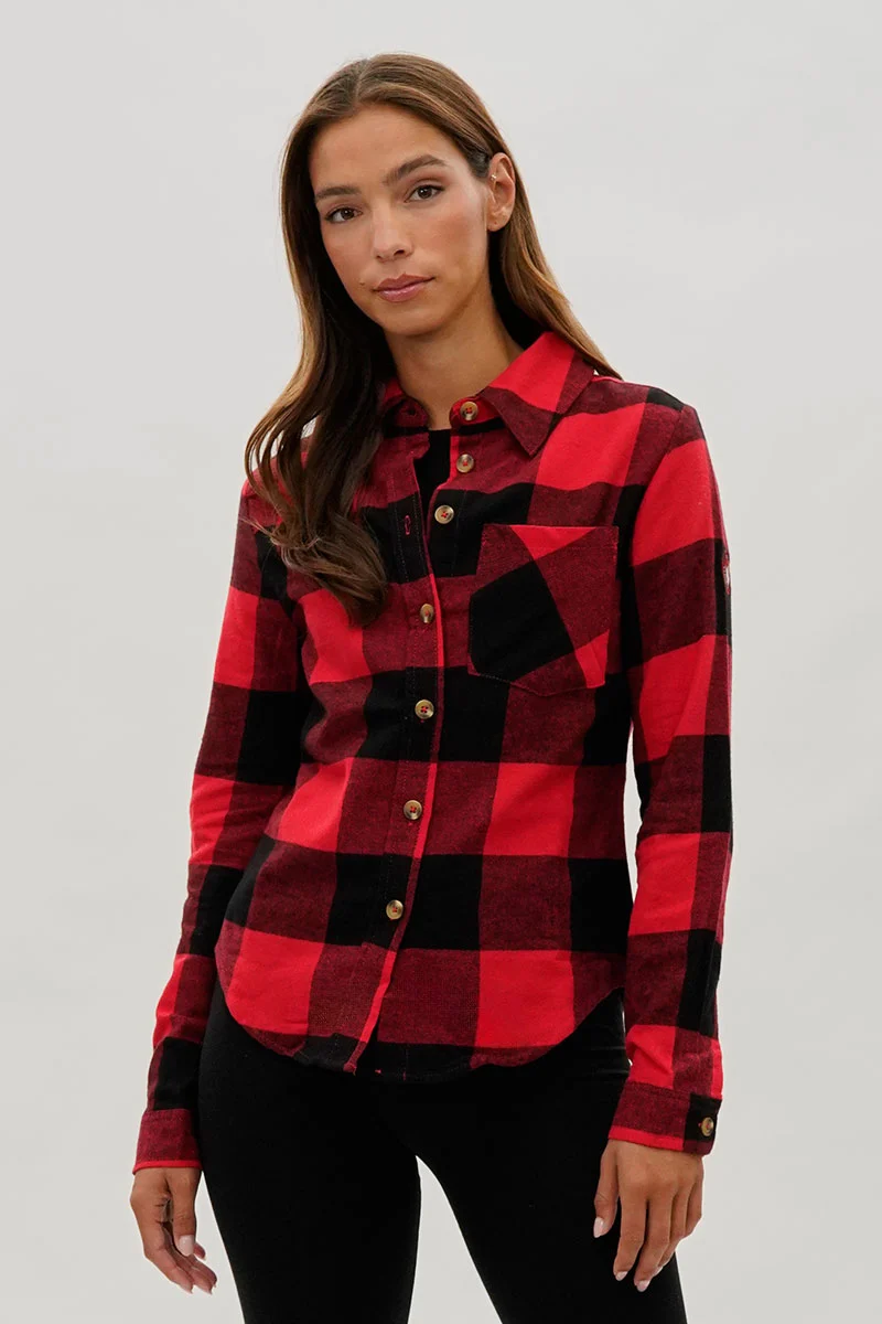 Button Up Flannel Shirt - Red