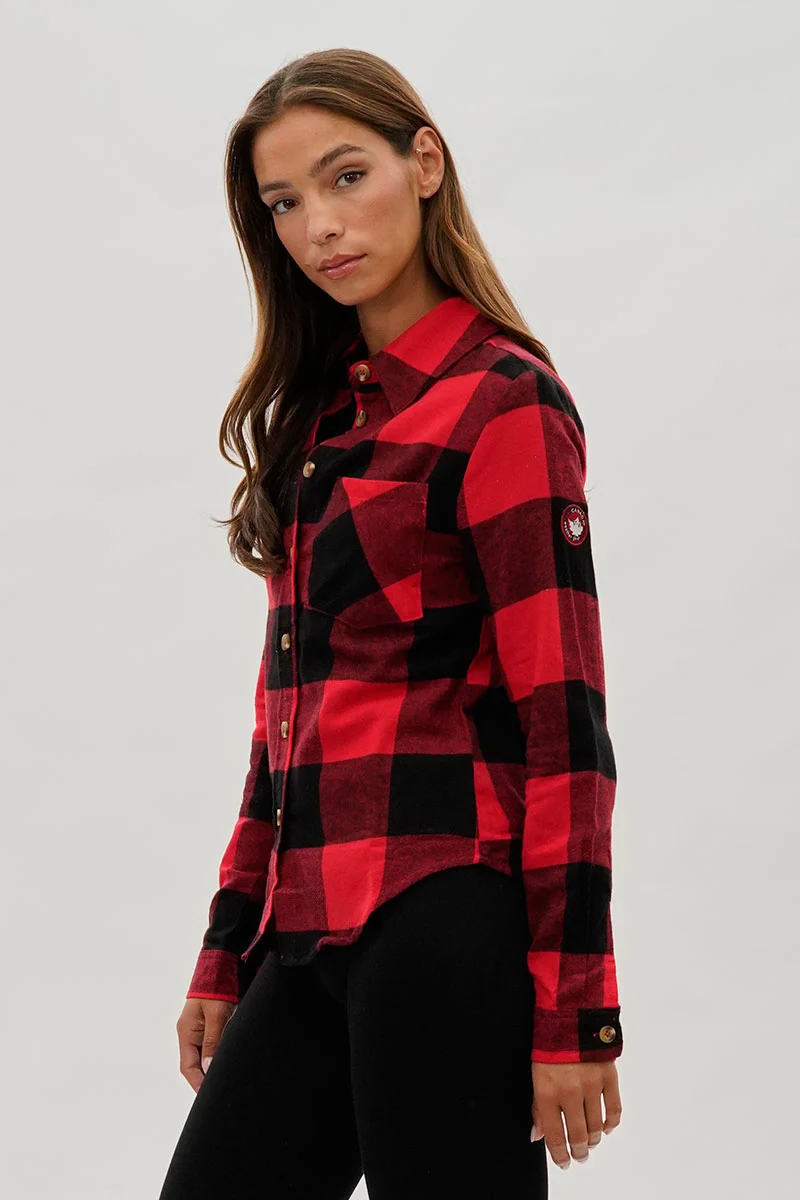 Button Up Flannel Shirt - Red - Image 2