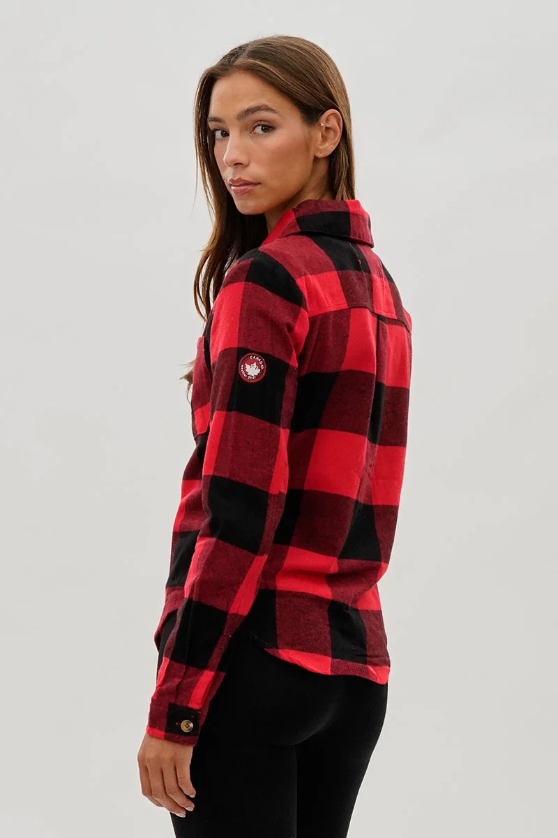 Button Up Flannel Shirt - Red - Image 3