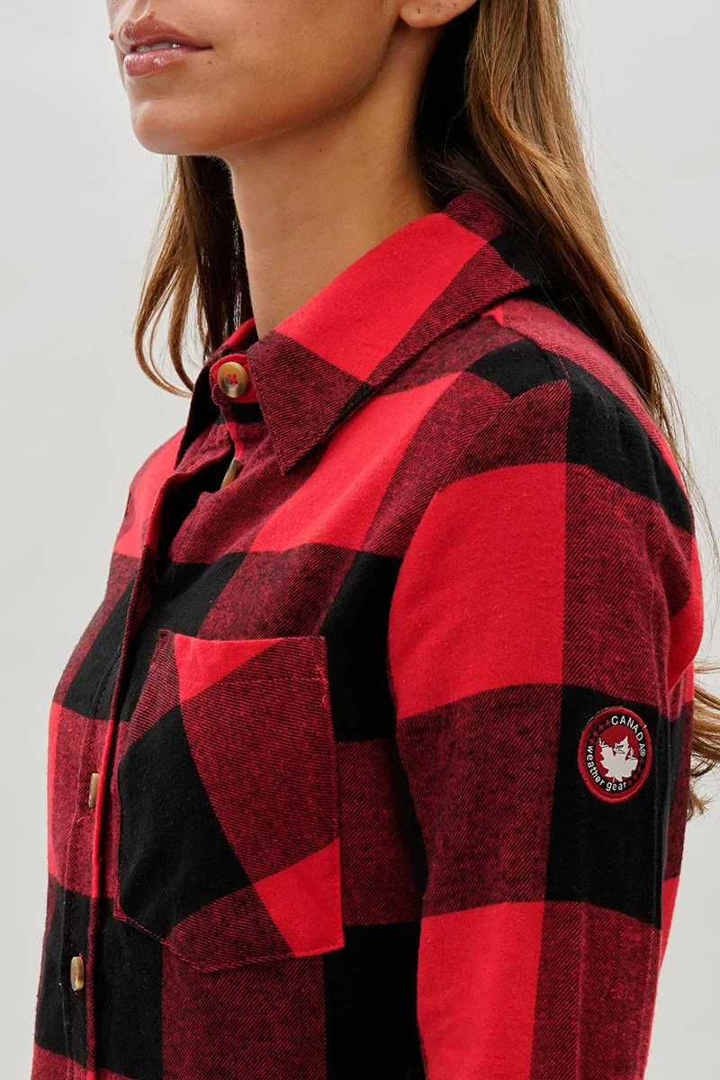 Button Up Flannel Shirt - Red - Image 4