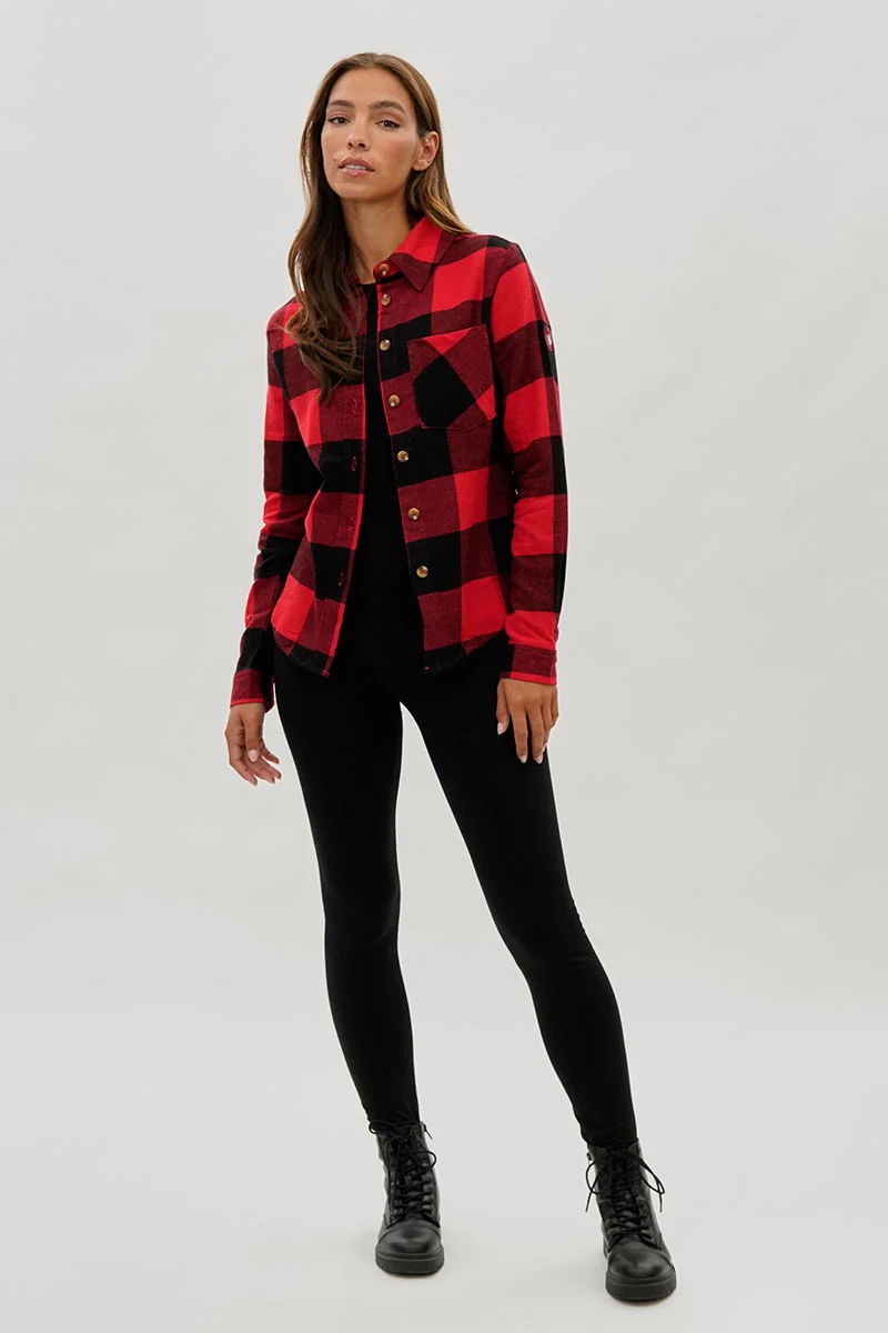 Button Up Flannel Shirt - Red - Image 5