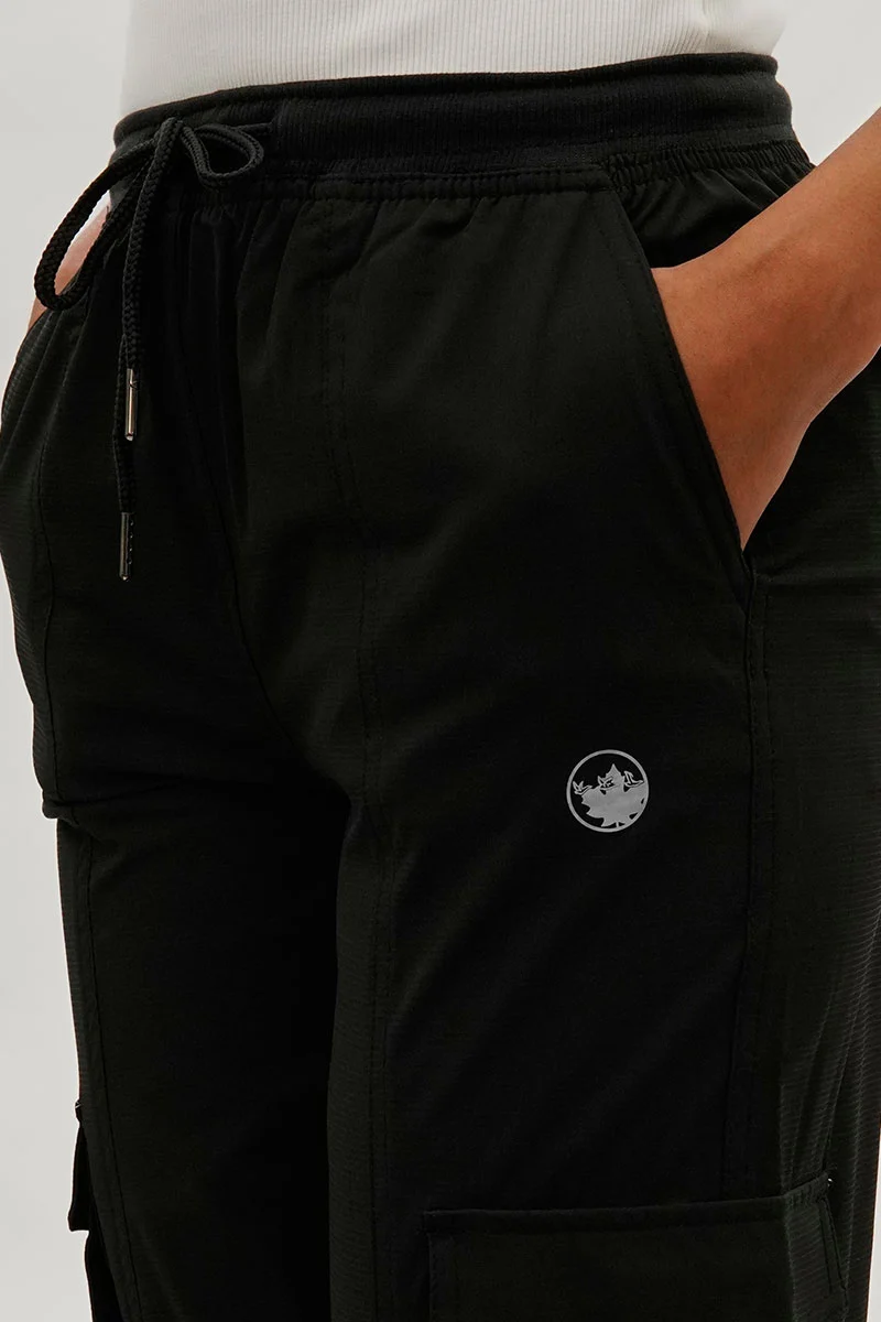 Tie Waist Cargo Joggers - Black - Image 4