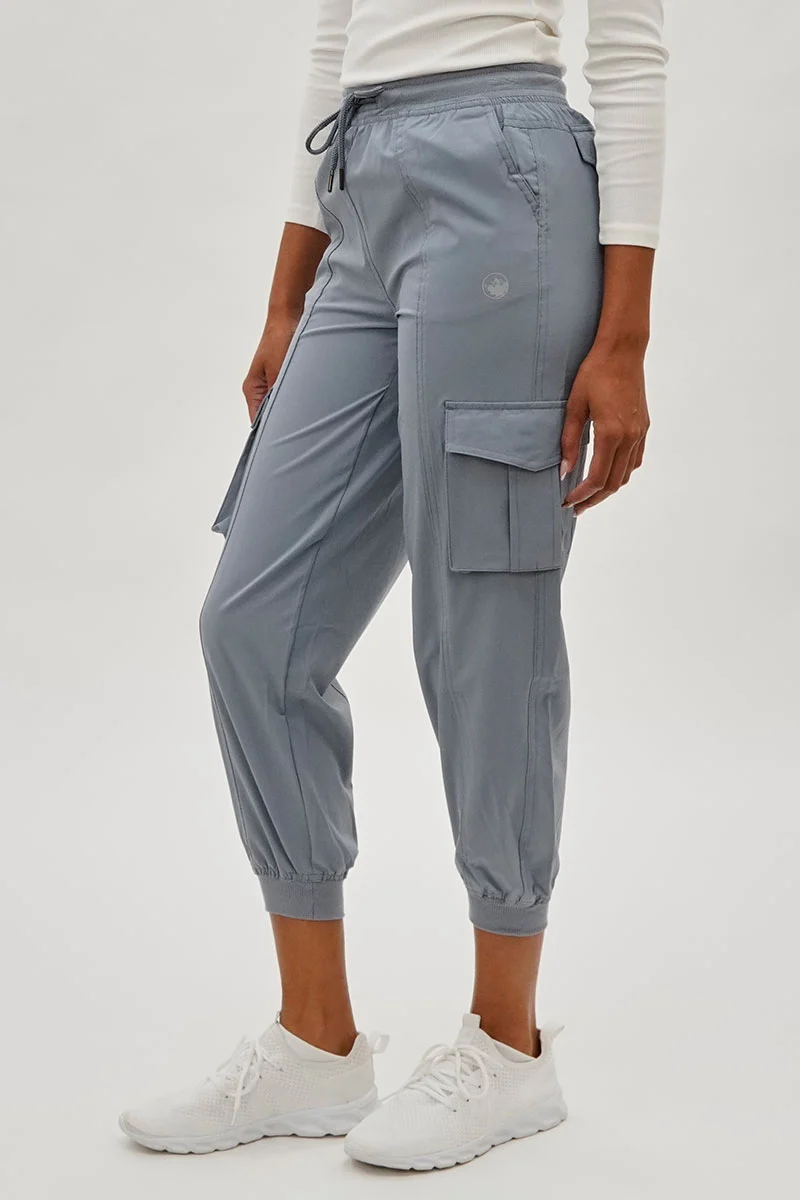 Tie Waist Cargo Joggers - Grey - Image 2