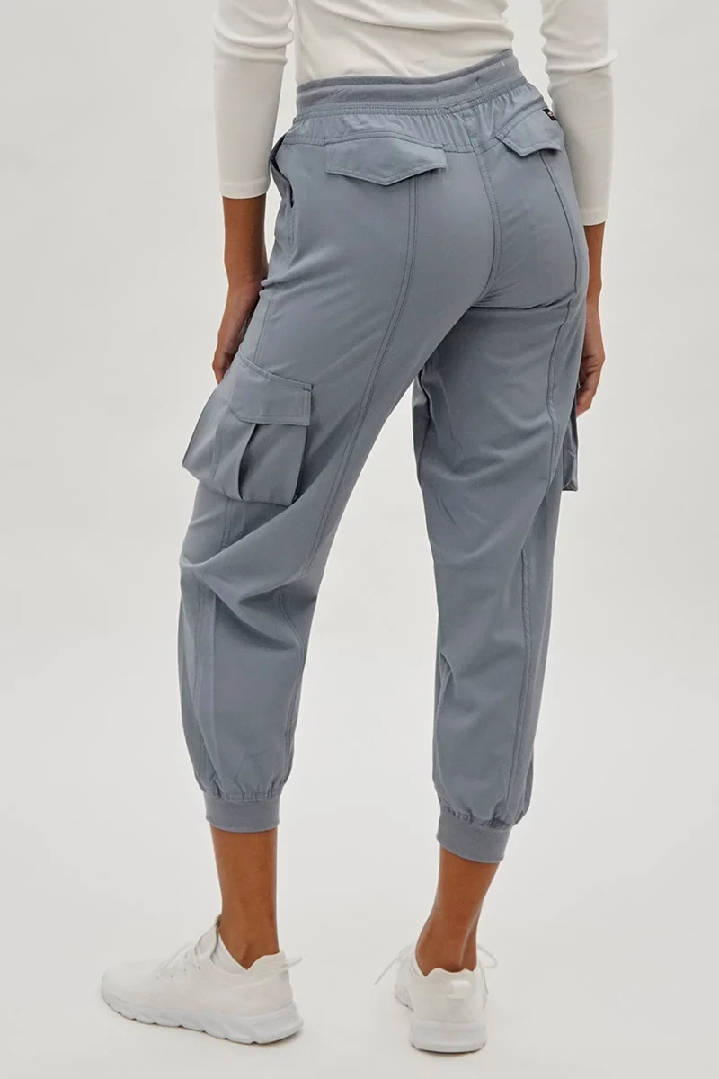 Tie Waist Cargo Joggers - Grey - Image 3