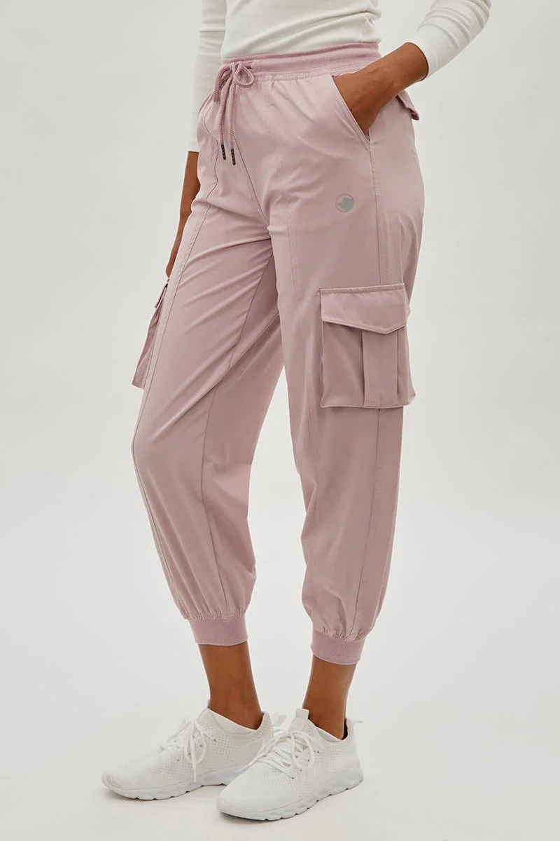 Tie Waist Cargo Joggers - Pink - Image 2