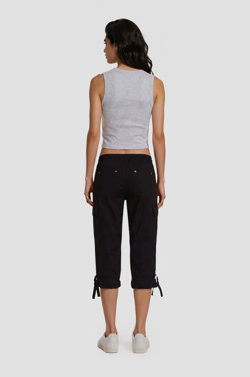 Cotton Zip Capris - Black - Image 2