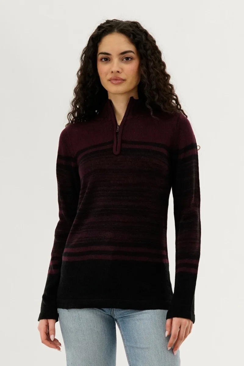 Half Zip Pullover Sweater - Burgundy