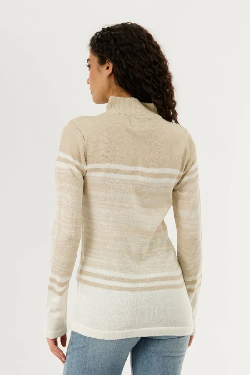 Half Zip Pullover Sweater - Beige - Image 3