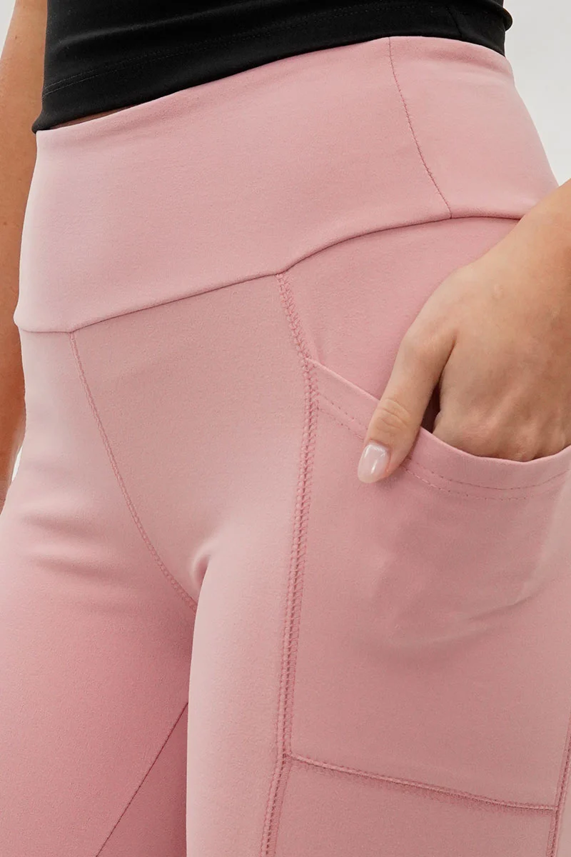 High Waisted Yoga Leggings - Pink - Image 4