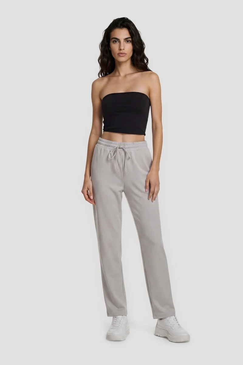 Tie-Up Straight Sweatpants - Grey