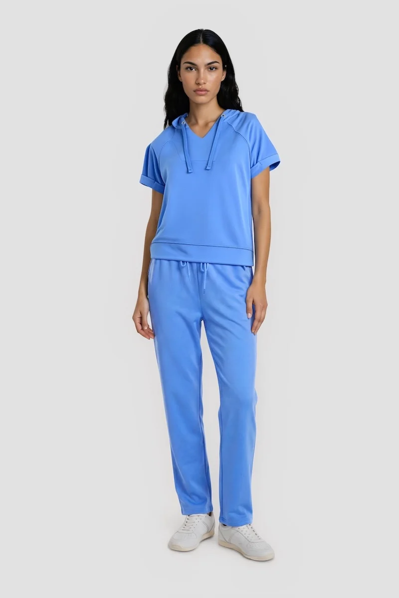 Tie-Up Straight Sweatpants - Blue