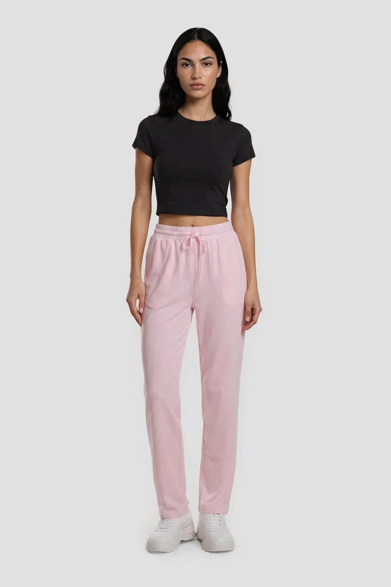 Tie-Up Straight Sweatpants - Pink