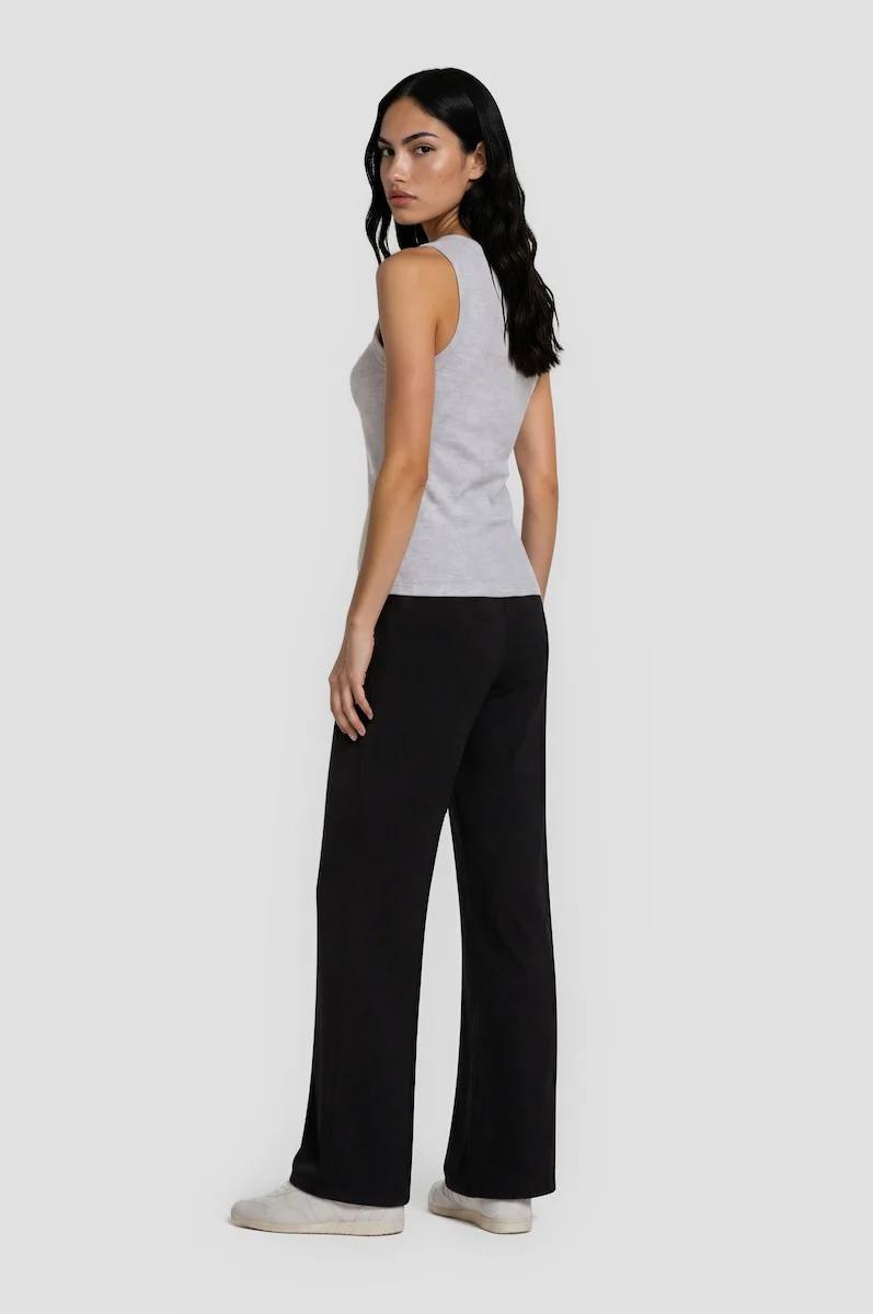 Contrast Wide Leg Pants - Black - Image 2