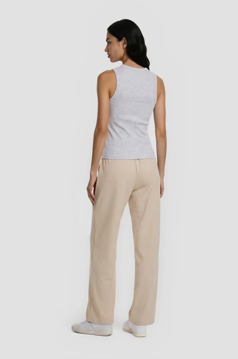 Contrast Wide Leg Pants - Beige - Image 2