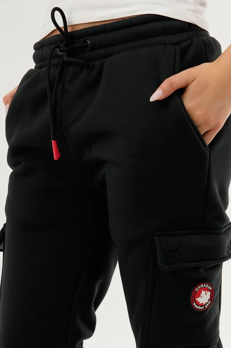 Fleece Cargo Joggers - Black - Image 4